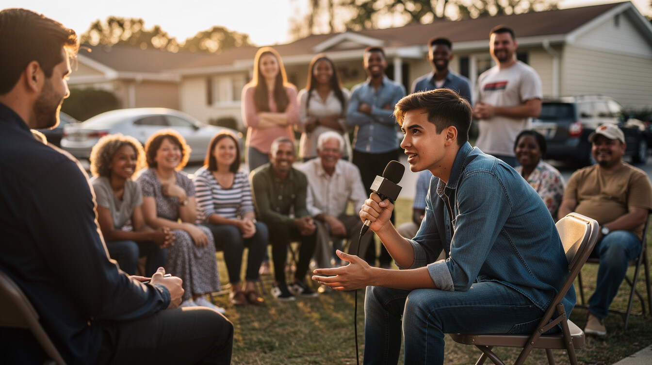 young man in interview